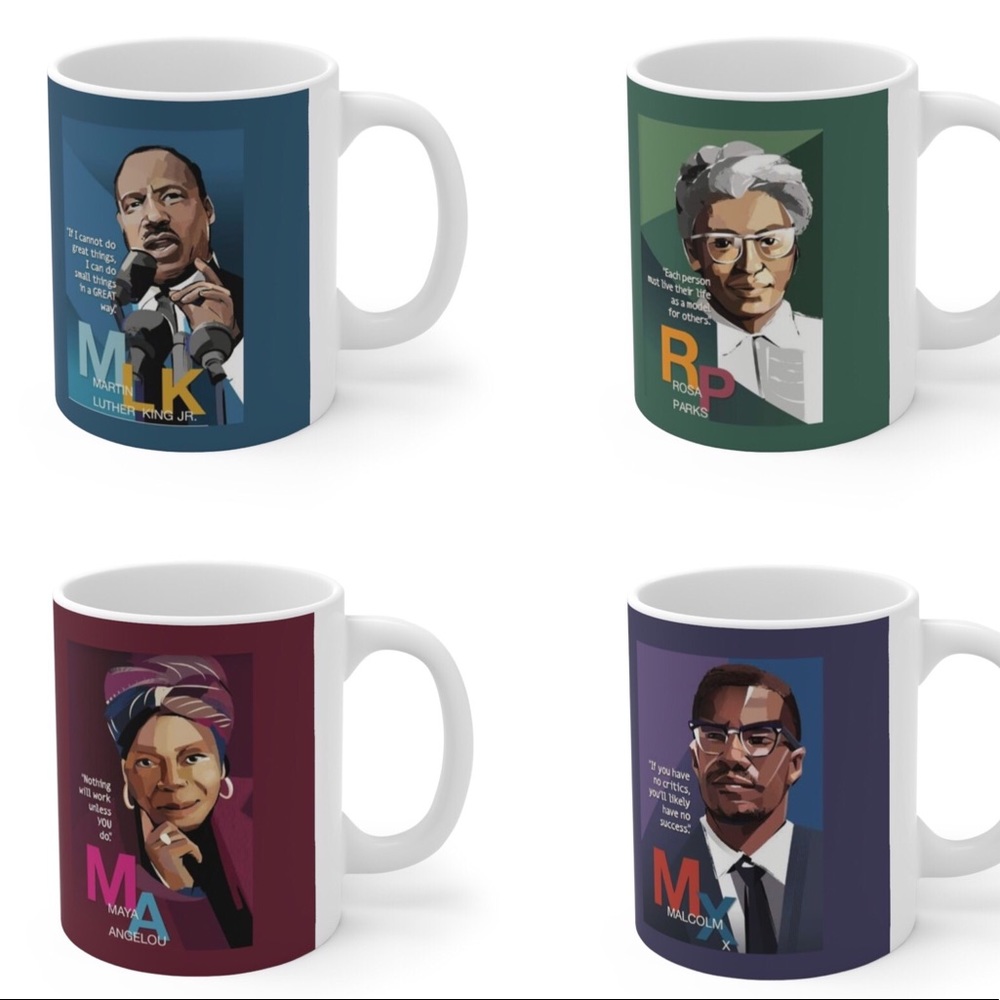Handmade sublimation 4 black leader mug set